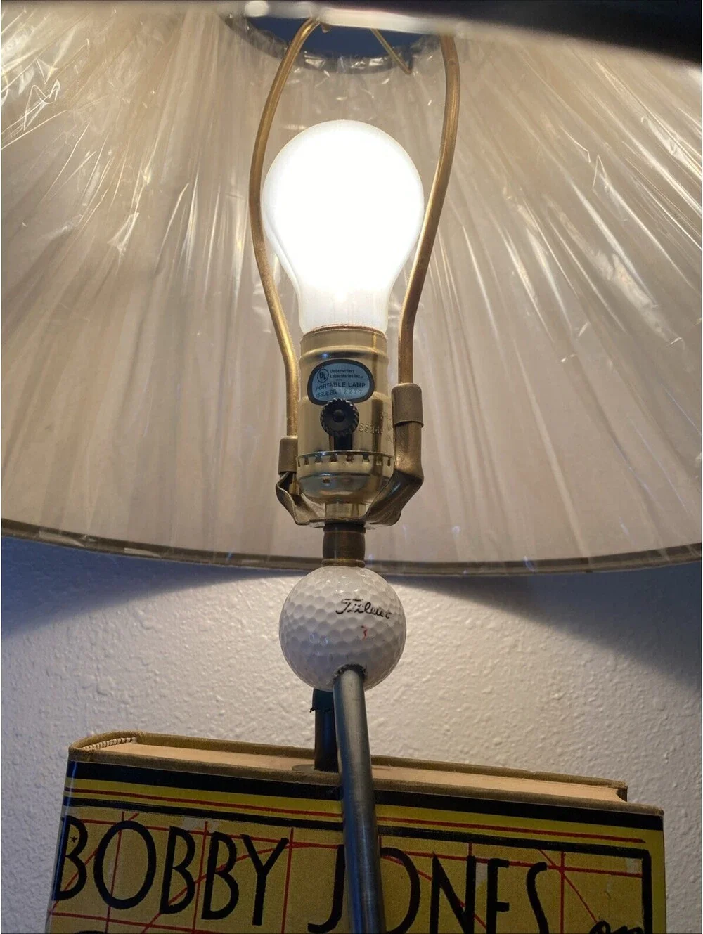 Vintage Bobby Jones Golf Lamp Plastic Still On Lampshade West Palm Beach Rare !!
